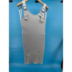 Fct BASICS Light Grey Ribbed Bodycon Dress O-Ring Straps Small